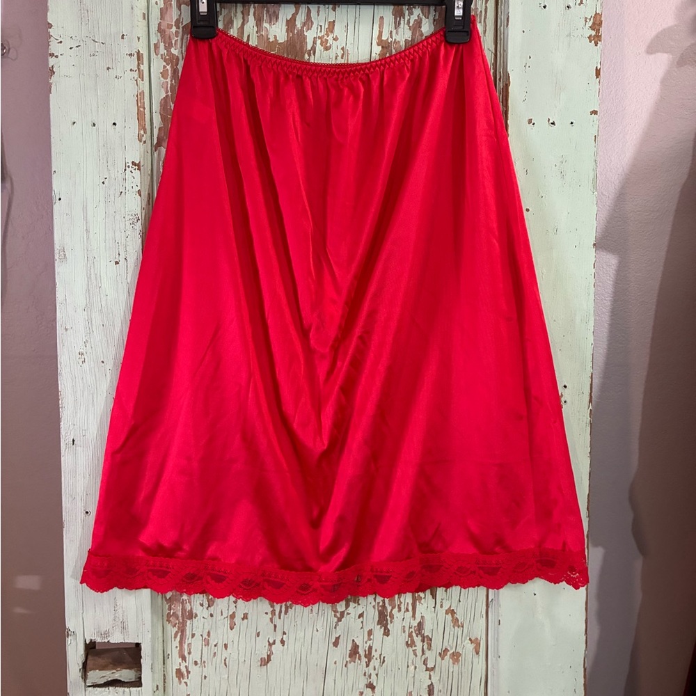 Vintage Ashley Taylor red Satin lace Slip skirt